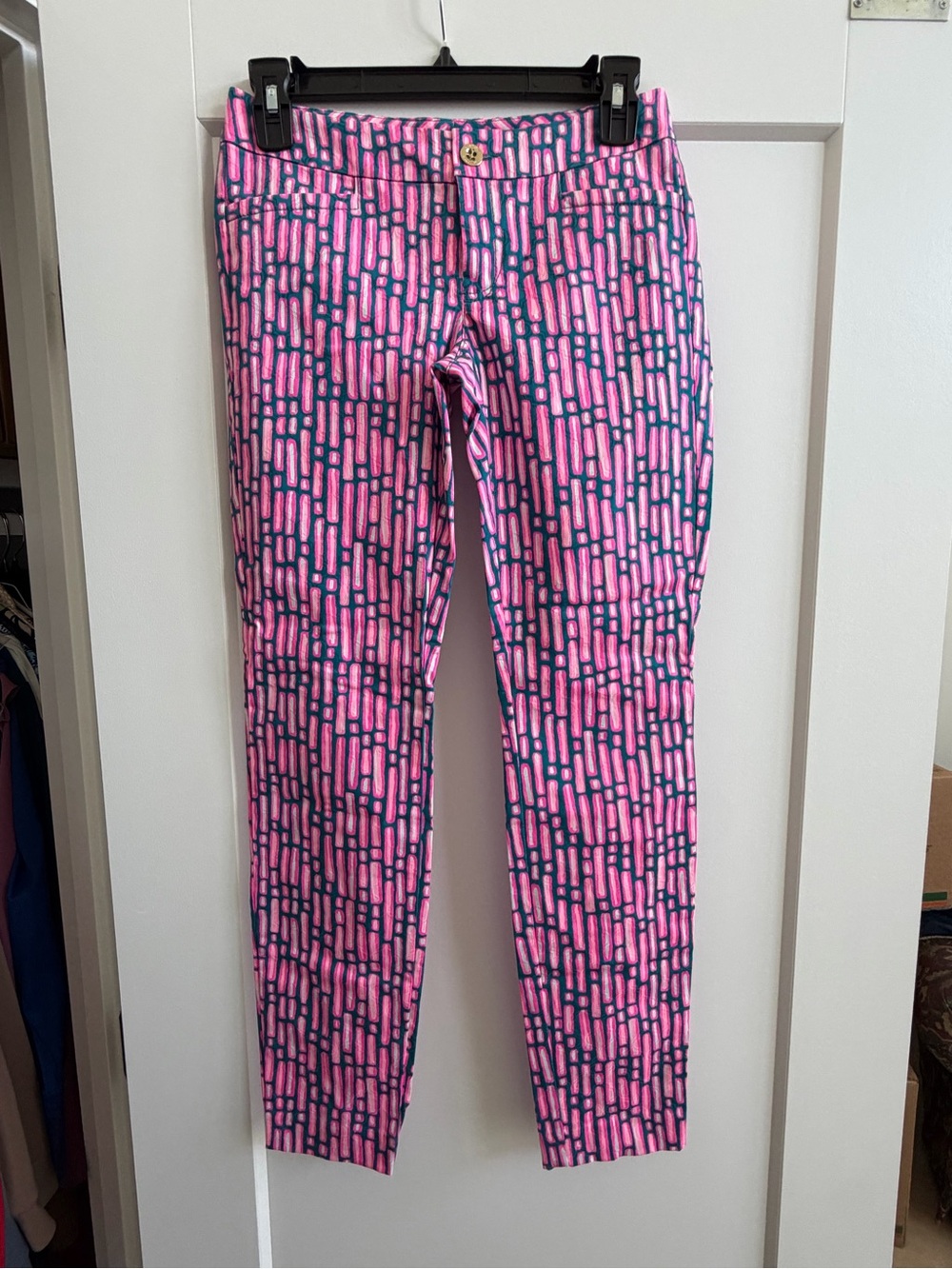 Lilly Pulitzer Pink & Navy Patterned Skinny Jeans